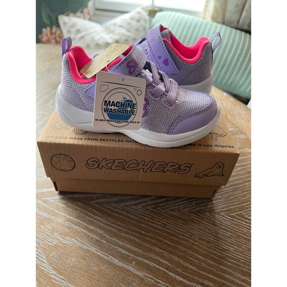 Skechers Toddler Girls Skech-Stepz 2.0 Easy Peasy Athletic Sneaker Purple size 7 - Picture 3 of 8